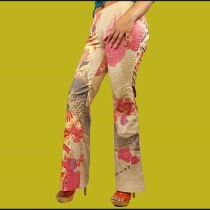 Koi FISH ASIAN CHINESE PRINT WIDE LEG PANTS